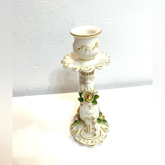 Vintage Kammer and Kramer Rose Porcelain Candlestick Germany KSK - Picture 4 of 12